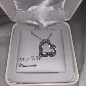 14k silver with diamonds necklace